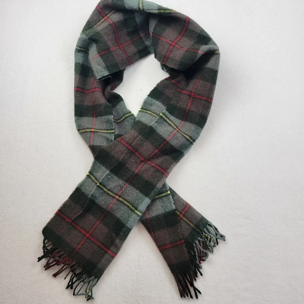 REP HUNTING MACLEOD Lambswool Tartan Plaid Scarf Fringe Made In Scotland‎ Unisex